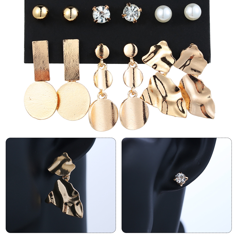 Set 6 đôi khuyên tai phong cách vintage xinh xắn