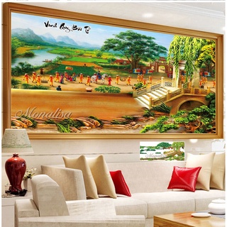 Tranh Đính Đá VINH QUY BÁI TỔ (ĐÁ ABC CAO CẤP). Kích Thước: 1m60 x 75cm