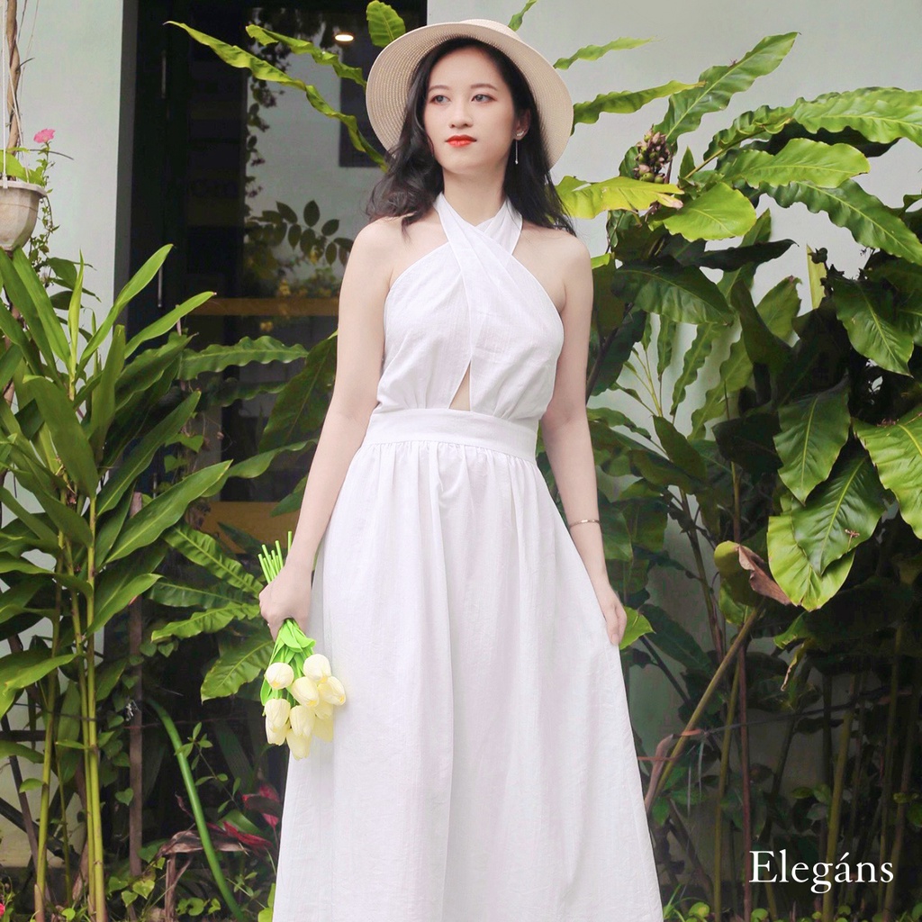 LILY DRESS Váy Hè Cổ Yếm Hở Lưng Quyến Rũ Elegans