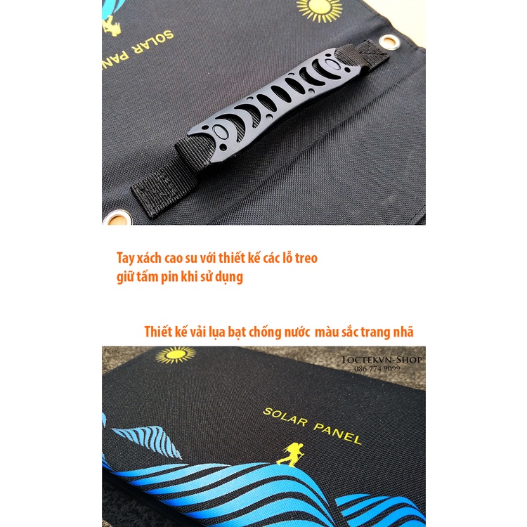 Tấm pin năng lượng mặt trời gấp gọn 50W - Dùng cho du lịch, dã ngoại, mobihome, xe bán hàng lưu động ...