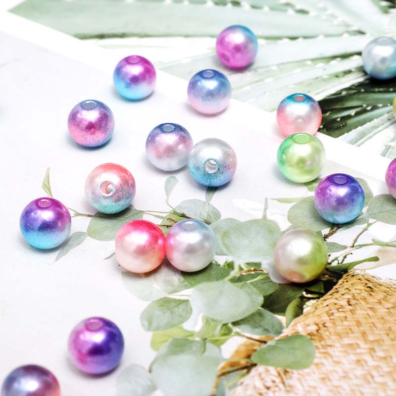 50/100/200 Hạt Ngọc Trai Giả Bằng ABS Màu Gradient Kích Thước 4/6/8mm Dùng Làm Đồ Trang Sức Thủ Công