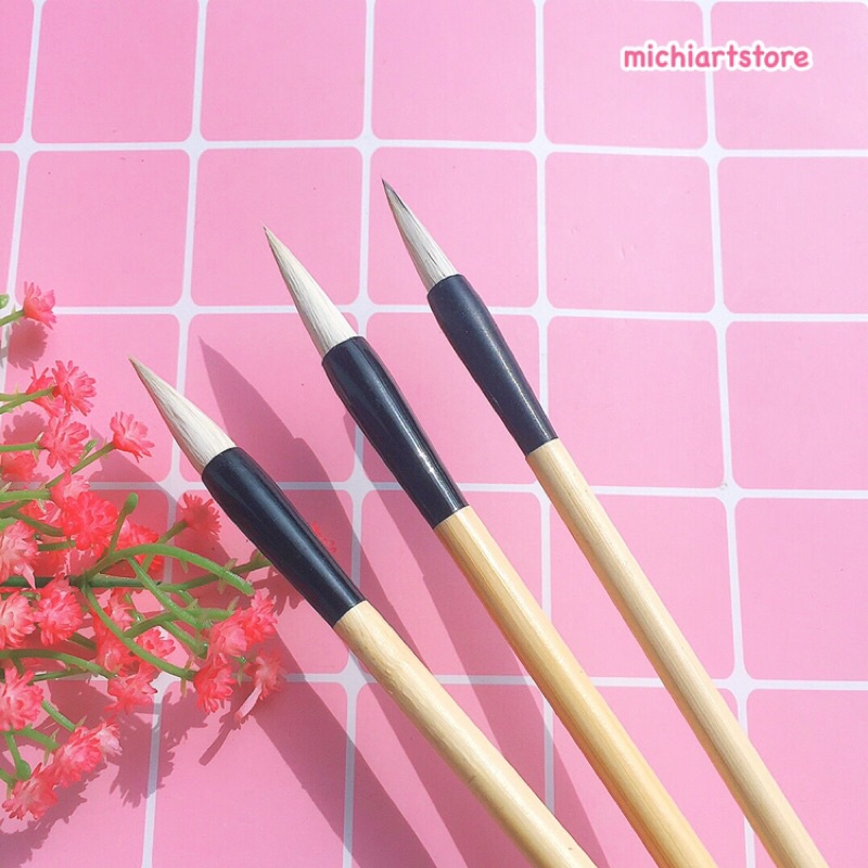 Bạch Vân sơ cấp - Bút lông vẽ màu nước thủy mặc, cọ thư pháp lông thú học sinh sinh viên - Thiên Thiên Luyện