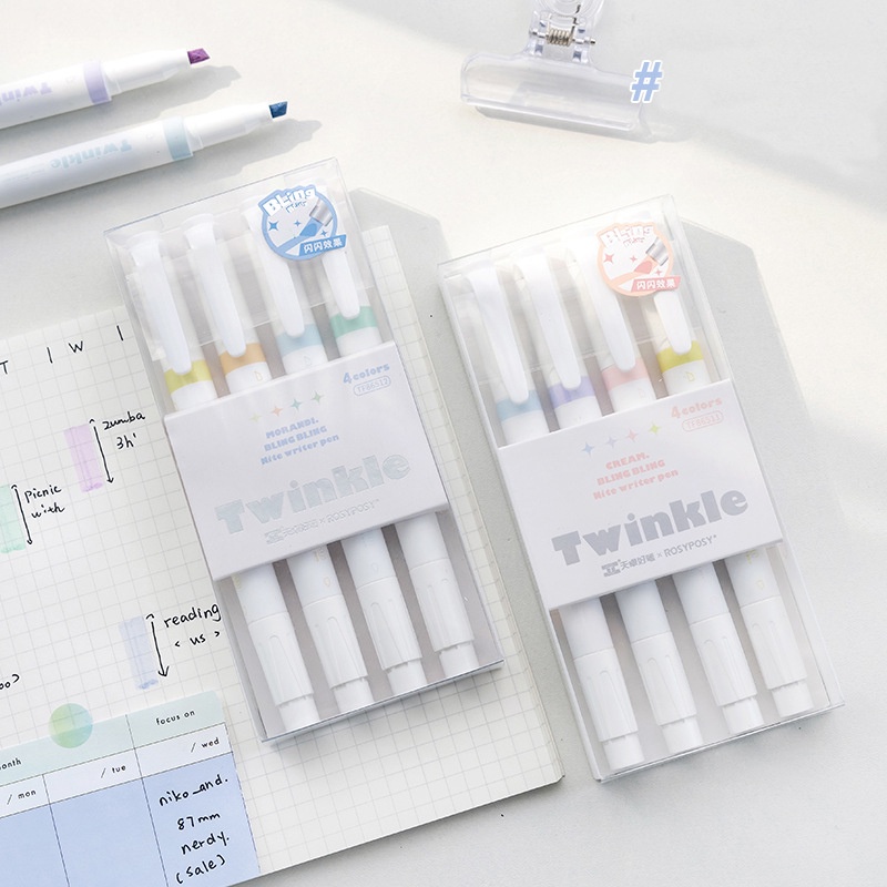 Bảng Phấn Bắt Sáng Hai Đầu 4 Màu Pastel Lấp Lánh MOHAMM