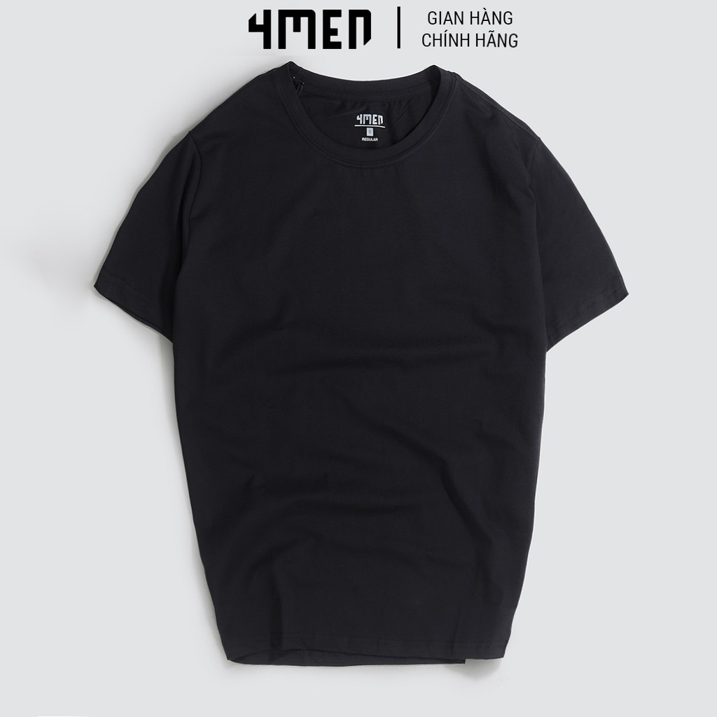 Áo thun nam trơn 4MEN AT051 cổ tròn, ngắn tay, form suông, vải cotton đẹp dày dặn, mềm mịn, co giãn, thoáng mát | BigBuy360 - bigbuy360.vn