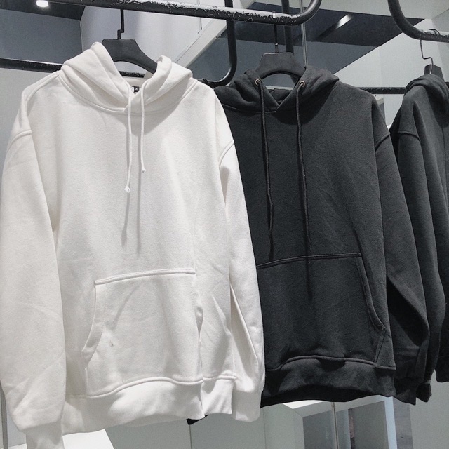 Áo hoodie trơn tay dài nỉ basic unisex