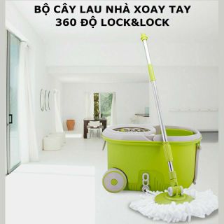 Bộ Lau Nhà Xoay Tay 360 độ Lồng Vắt Bằng Inox MOP L003 Lock&Lock (hàng chính hãng)