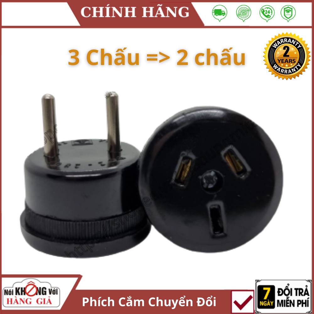 Phích cắm chuyển từ 3 chấu sang 2 chấu - bảo hành 2 năm