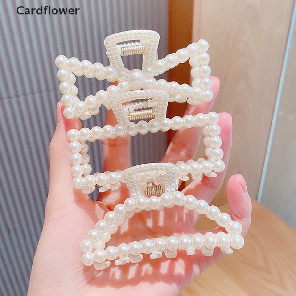 &lt; Cardflower &gt; Kẹp Tóc Móng Vuốt Cỡ Lớn Bằng Acrylic Đính Ngọc Trai Trang Điểm Tạo Kiểu Đa Dạng