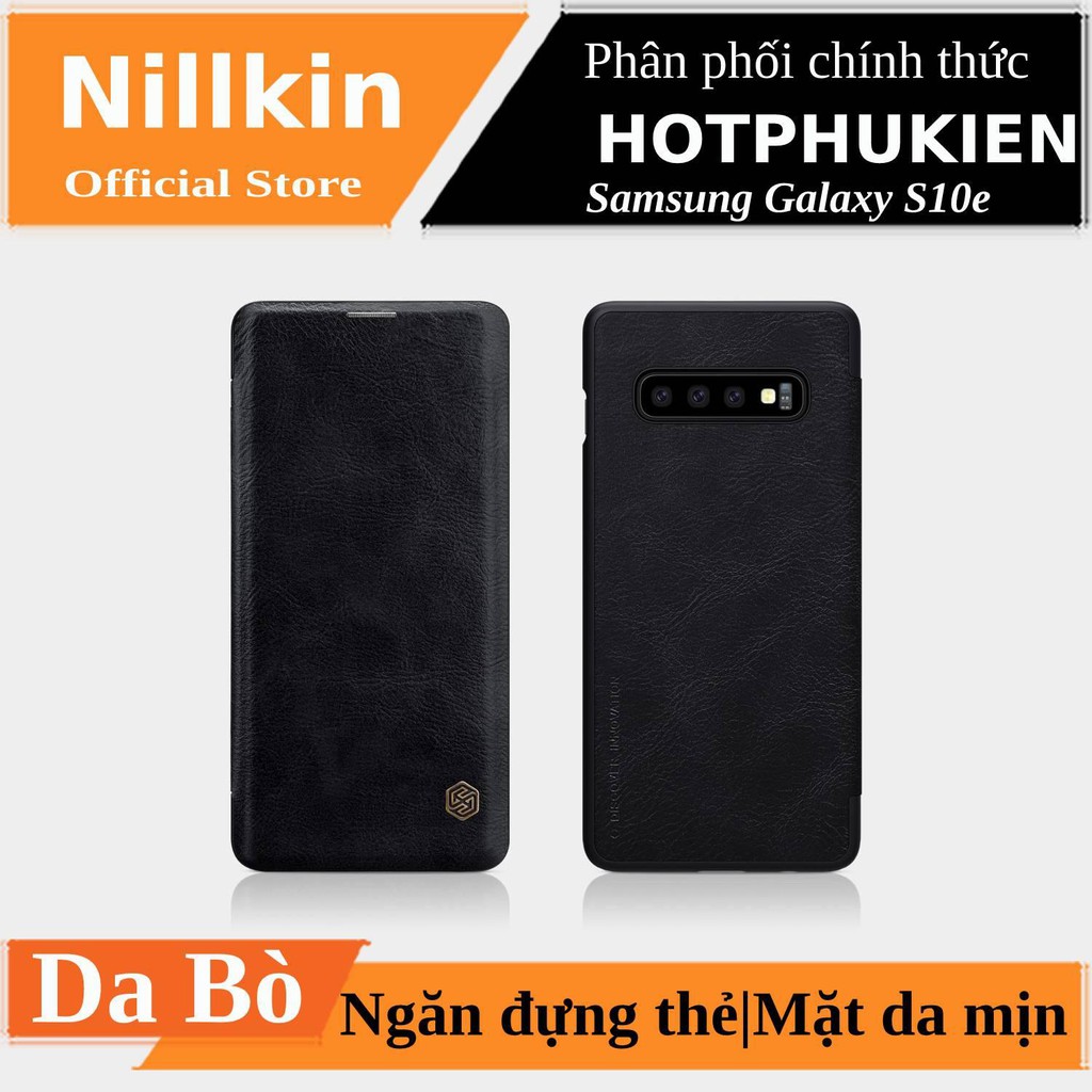 Bao da da bò cho Samsung Galaxy S10e hiệu Nillkin Qin (Mặt da siêu mịn, da thật, bảo vệ toàn diện) - Hàng Chính Hãng