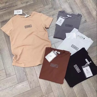 Áo phông nữ in chữ CN, áo thun cộc tay From dáng chuẩn