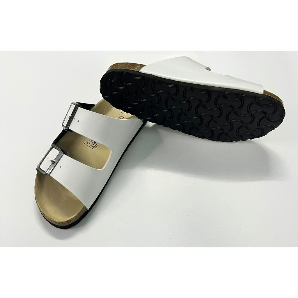 Dép đế trấu Birken nam nữ unisex quai 2 khóa style trắng đen
