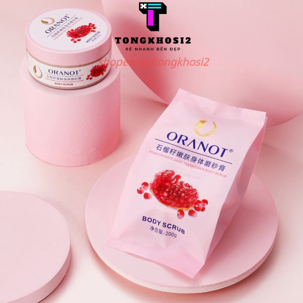 PVN40372 Tẩy Tế Bào Da Chết Body Toàn Thân Lựu Đỏ ORANOT Trắng Da Loại Bỏ Bụi Bẩn