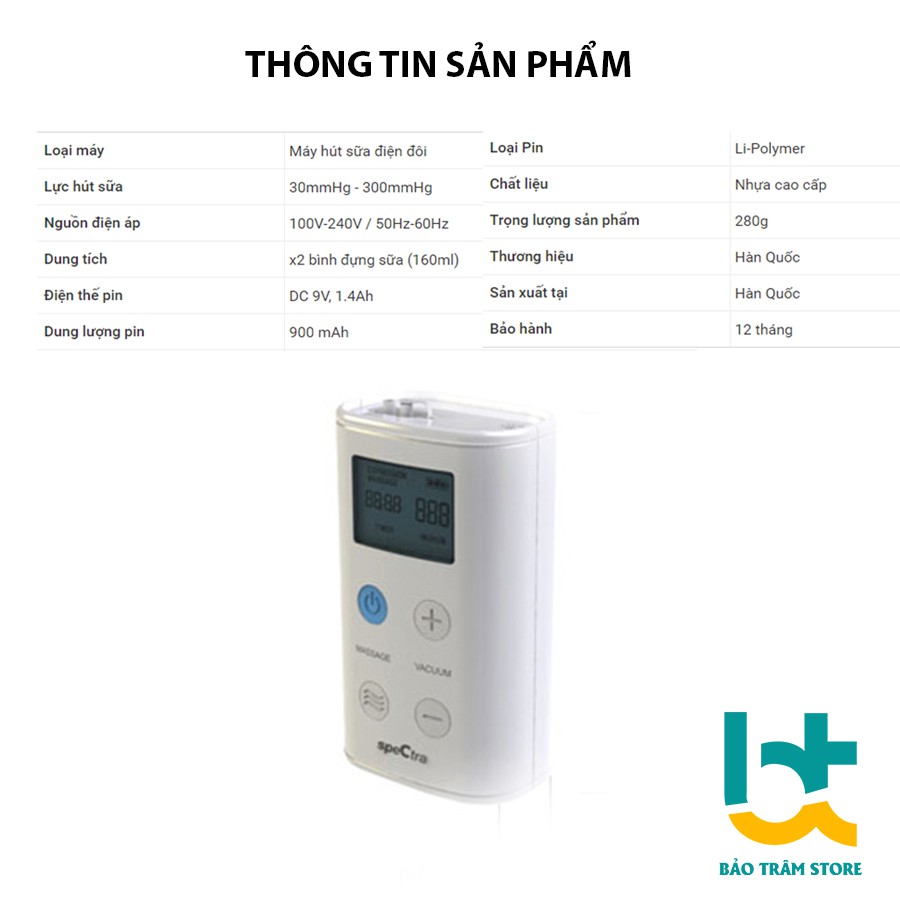 Máy hút sữa Spectra 9 Plus chính hãng hàn quốc , máy hút sữa cao cấp 2 phễu bảo hành 12 tháng