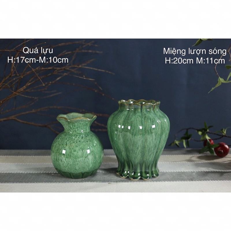 Lọ cắm hoa Bát Tràng men hoả biến xanh thiên thanh