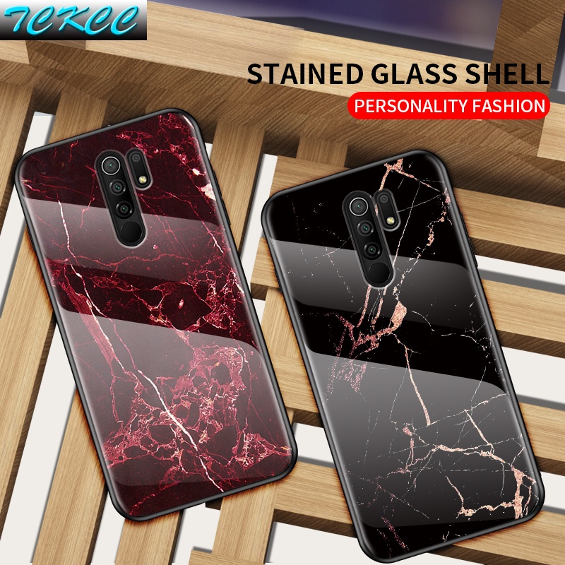 Ốp điện thoại kính cường lực cứng họa tiết cẩm thạch thời trang cho Xiaomi Redmi 9T 9A 9C 9 Power 10X 5G 8A 8