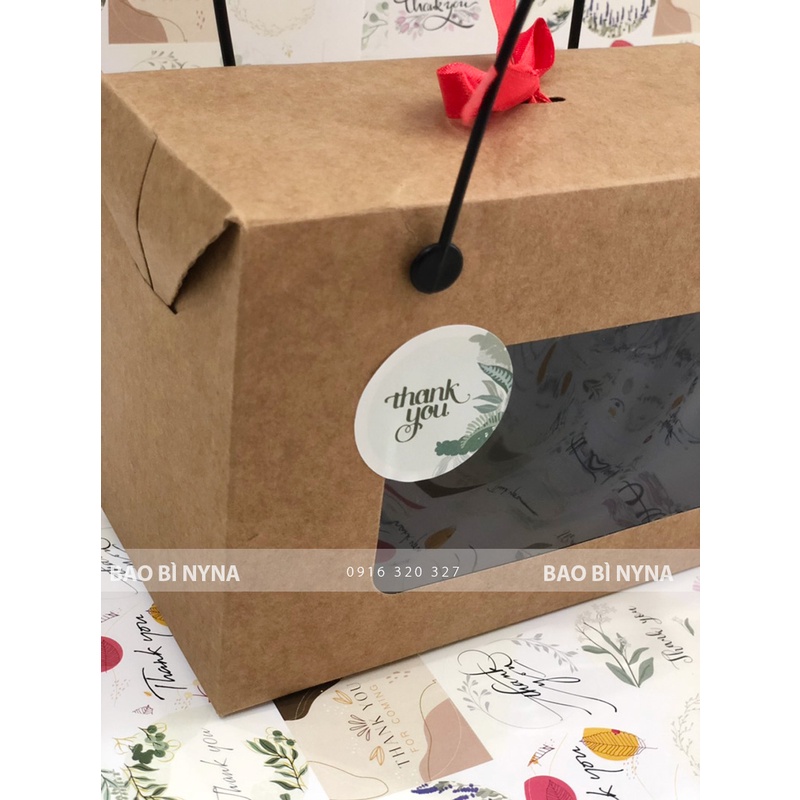 Tem dán cảm ơn "Thank you" 12 mẫu. 1 tờ A3, 60 tem 4cm