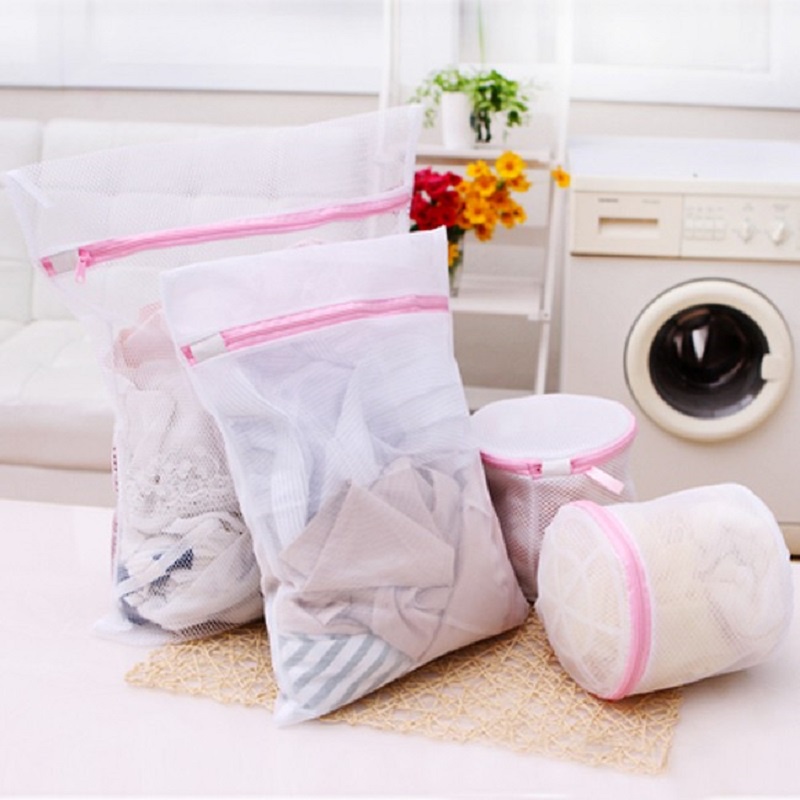 Set 5 Túi Lưới Đựng Đồ Giặt Máy Giặt 5 Size Màu Trắng Họa Tiết Màu Xinh Xắn Litano -Túi Lưới Giặt Quần Áo Lót Tiện Dụng