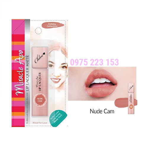 Son kem lì Miracle Apo Lip Lacquer Matte Blind For Love màu Cam Nude 3ml