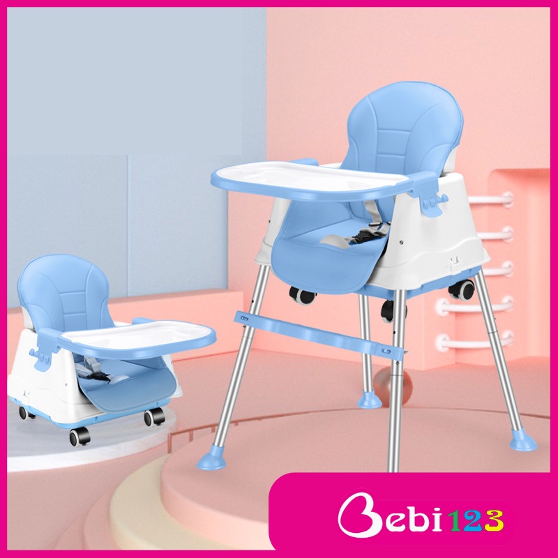 (Tặng muỗng báo nóng) Ghế ăn dặm đầy đủ phụ kiện và bánh xe Hanbei chính hãng cho bé