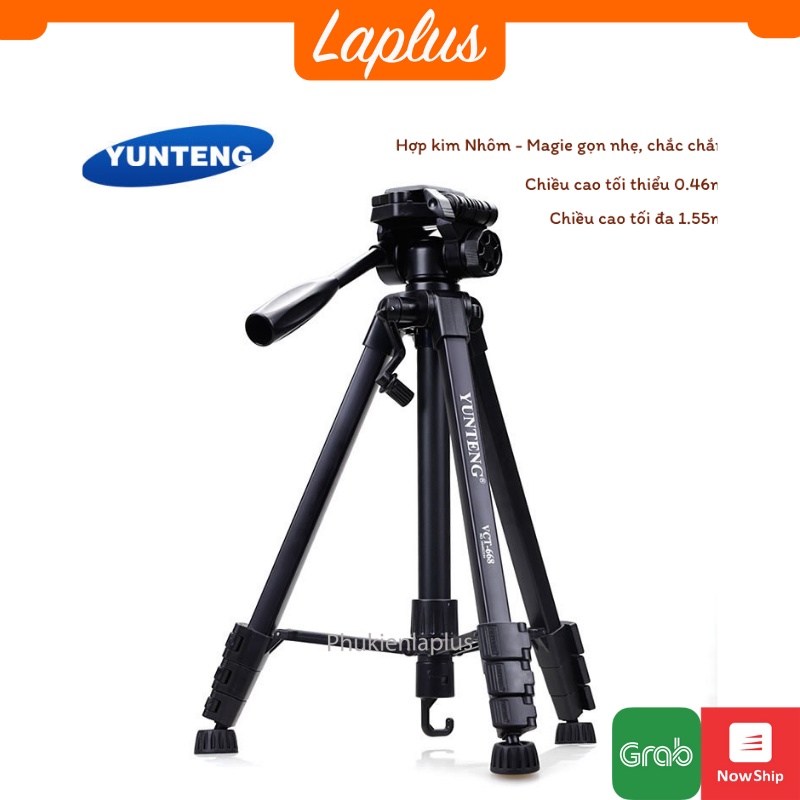 Chân máy ảnh, tripod Yunteng Model 668, khung nhôm cao cấp