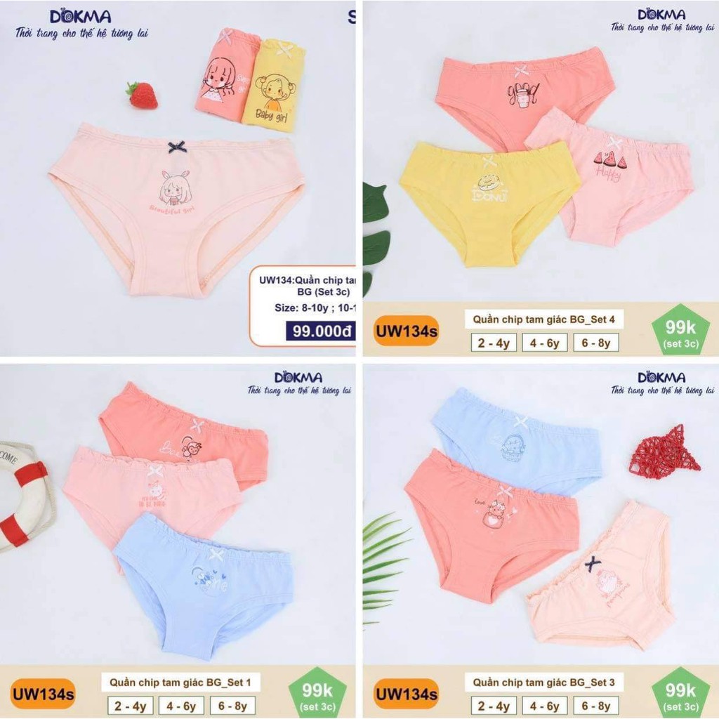 Quần chip tam giác Dokma cho bé gái (2-12T)