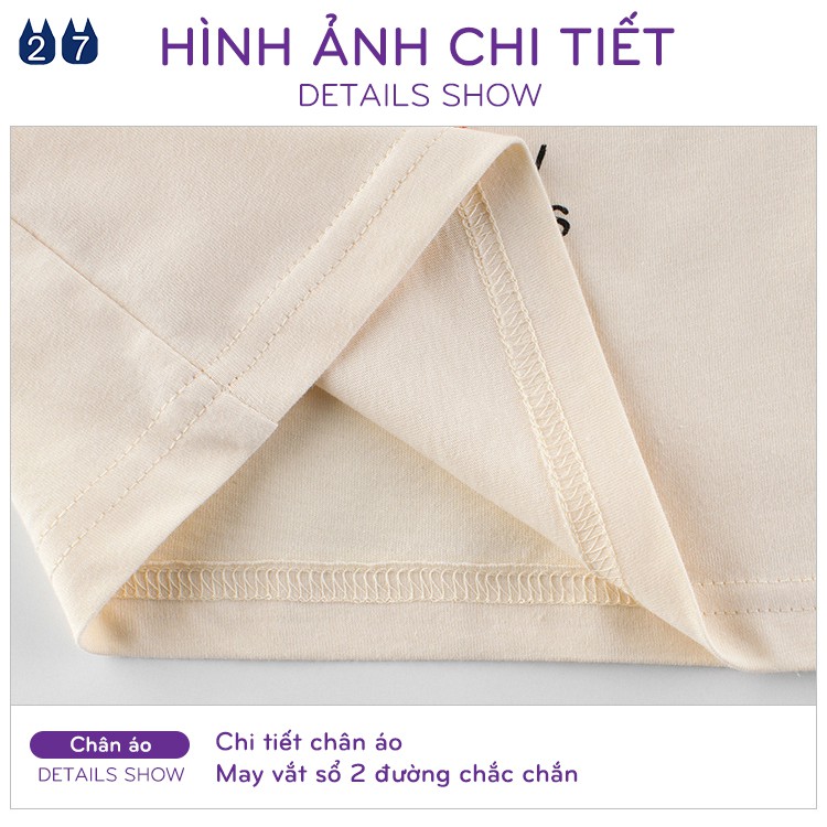 Áo bé gái 27HOME áo cotton cộc tay cho bé in hình gấu bánh quy hàng xuất Âu Mỹ