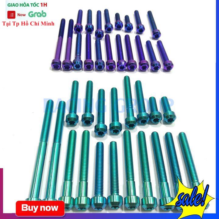 Bộ Ốc Lốc Máy GR5 Gắn Xe Máy Sirius 19 Con Lục Bảo Và Titan