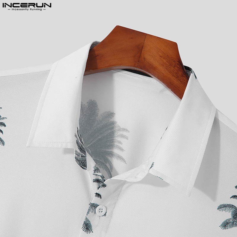 Áo sơ mi INCERUN tay dài in họa tiết phong cách xuân thu thời trang trẻ trung cho nam