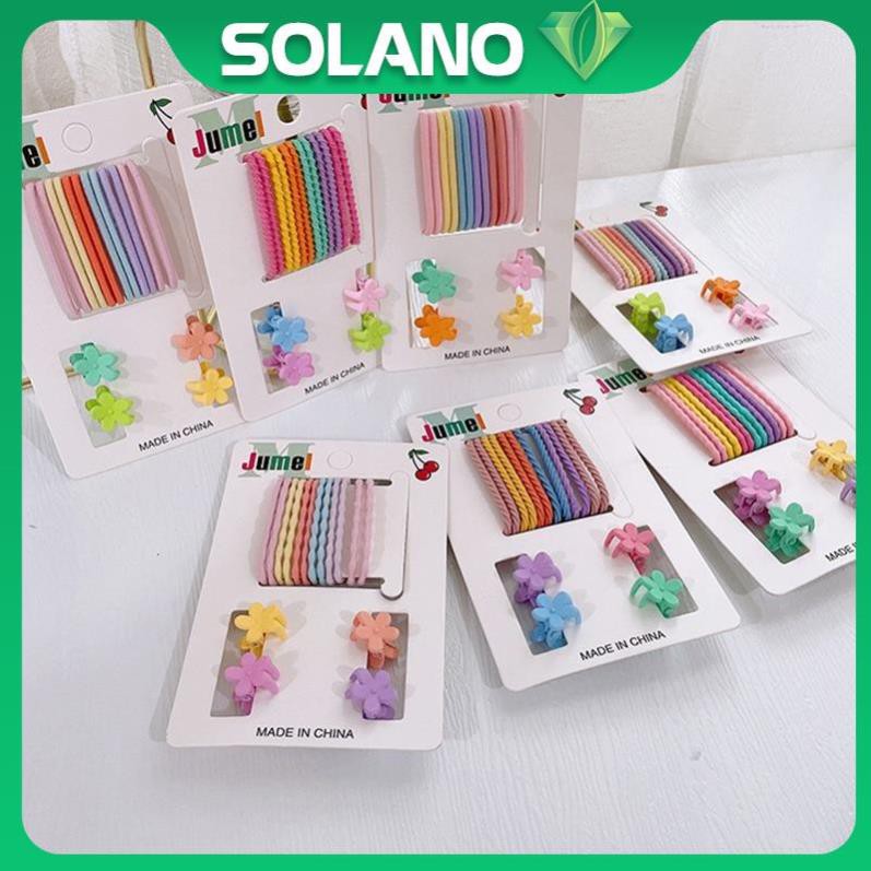 Dây buộc tóc kẹp tóc SOLANO kèm kẹp mái thời trang Hàn Quốc bộ 16 chi tiết cho nữ FAH-001314