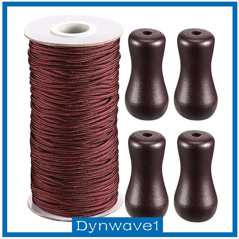 [DYNWAVE1]Brown Braided Lift Shade Cord Wood Pendant for Aluminum Blind Shade