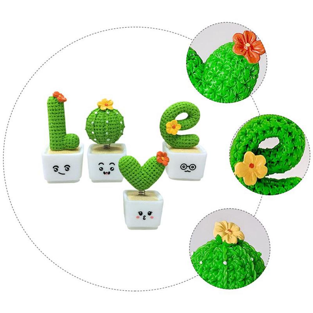 Bộ 4 Cây Xương Rồng Bằng Nhựa Resin Dùng Trang Trí Xe Hơi