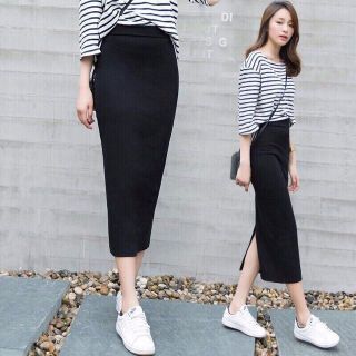 Chân váy bút chì dài tới bắp cạp khóa xẻ sau- M7