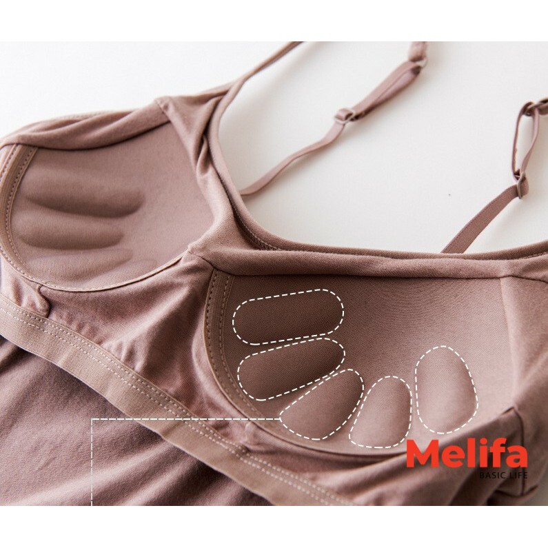 Áo hai dây nữ có đệm ngực nâng đỡ kiểu basic trơn chất cotton thoáng mát nhiều màu mã A0093 | BigBuy360 - bigbuy360.vn