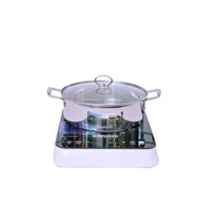 Bếp điện từ đơn KORICHI KRC-3668 Màu Trắng Đen_tặng kèm nồi lẩu