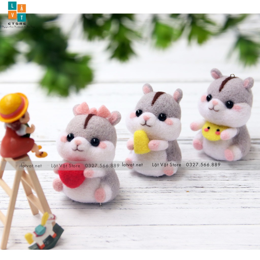 [Có hướng dẫn]  Bộ len chọc Tiểu Đoàn Chuột Hamster dành cho người bắt đầu có hướng dẫn - Needle Felting Hamster