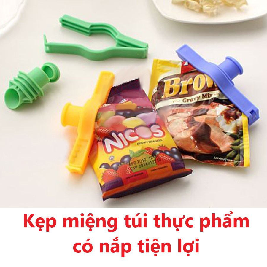Kẹp Niêm Phong Miệng Túi Thực Phẩm Chống Ẩm Mốc Có Nắp Đổ Cực Tiện Lợi