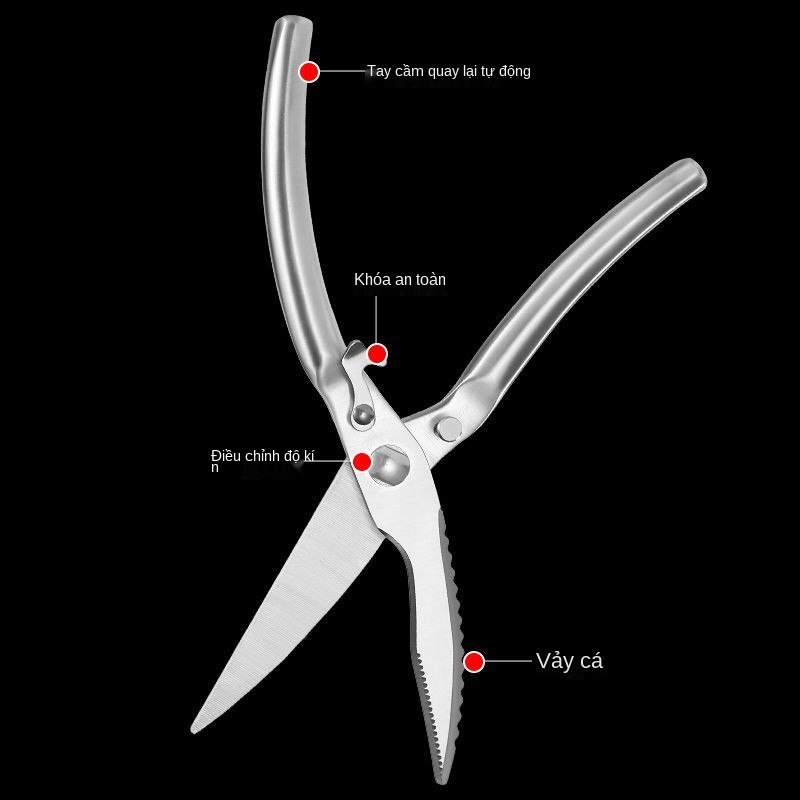Kéo cắt xương gà bằng thép không gỉ hoàn toàn của Đức nhà bếp mạnh mẽ để thực phẩm đa chức năng cá gia đình