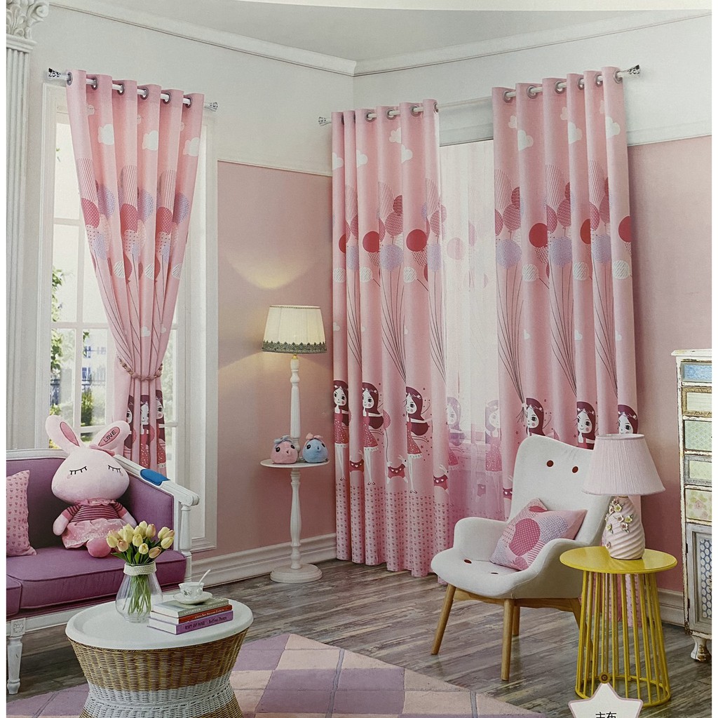 Vải rèm cửa sổ và cửa chính nhiều mẫu mã tông màu hồng xinh xắn ( có may gia công theo kích thước giá rẻ )