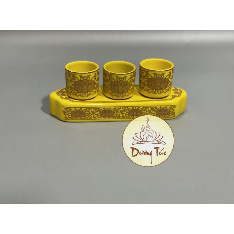 Án Ba Ly Nước Thờ Cúng Bằng Gốm Sứ Nhiều Màu