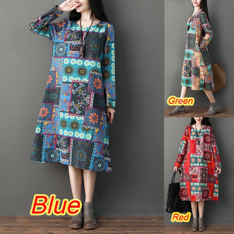Đầm ZANZEA Dáng Rộng Tay Dài In Họa Tiết Thời Trang Cho Nữ | BigBuy360 - bigbuy360.vn