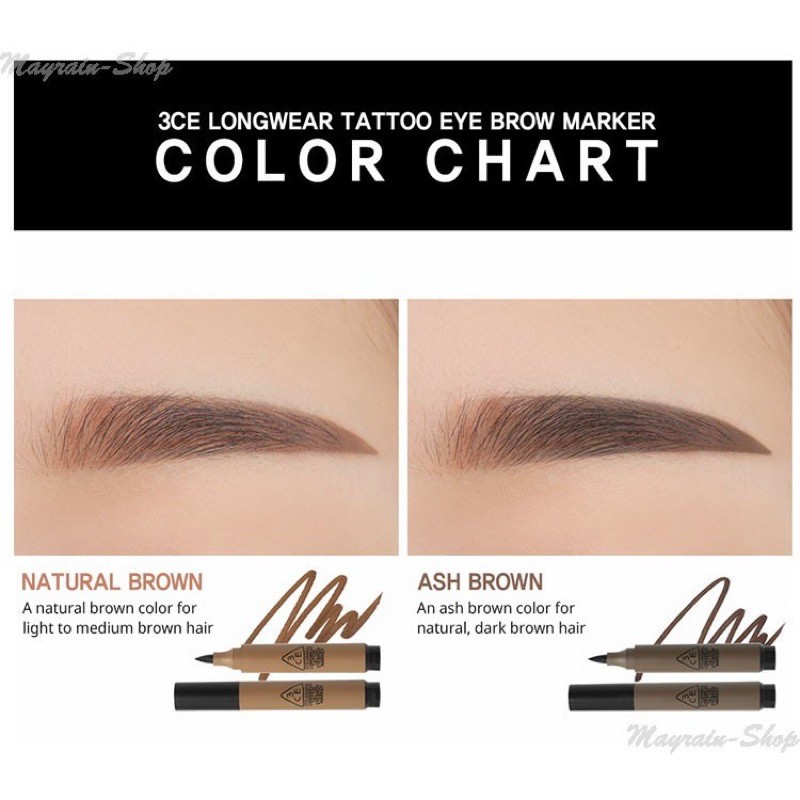 [HÀNG SĂN SALE 50%] Bút dạ vẽ mày dạng xăm 3CE LONGWEAR TATTOO EYEBROW MAKER