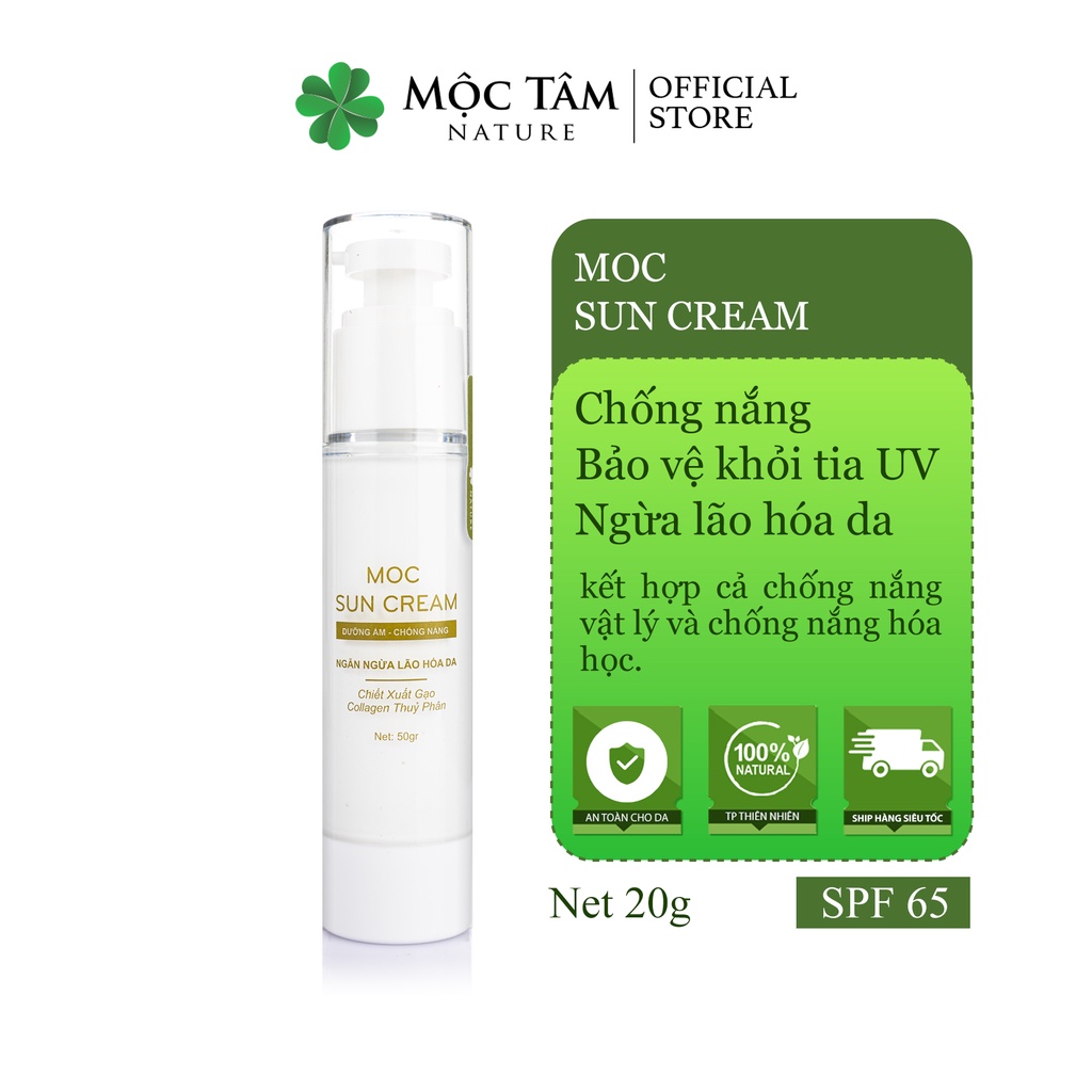 Moc Sun Cream SPF65 PA+++ - Kem Chống Nắng Vật Lý &amp; Hóa Học