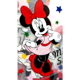Sticker hình ủi Mickey cài nơ đỏ kích cỡ 8.5cm x 8cm
