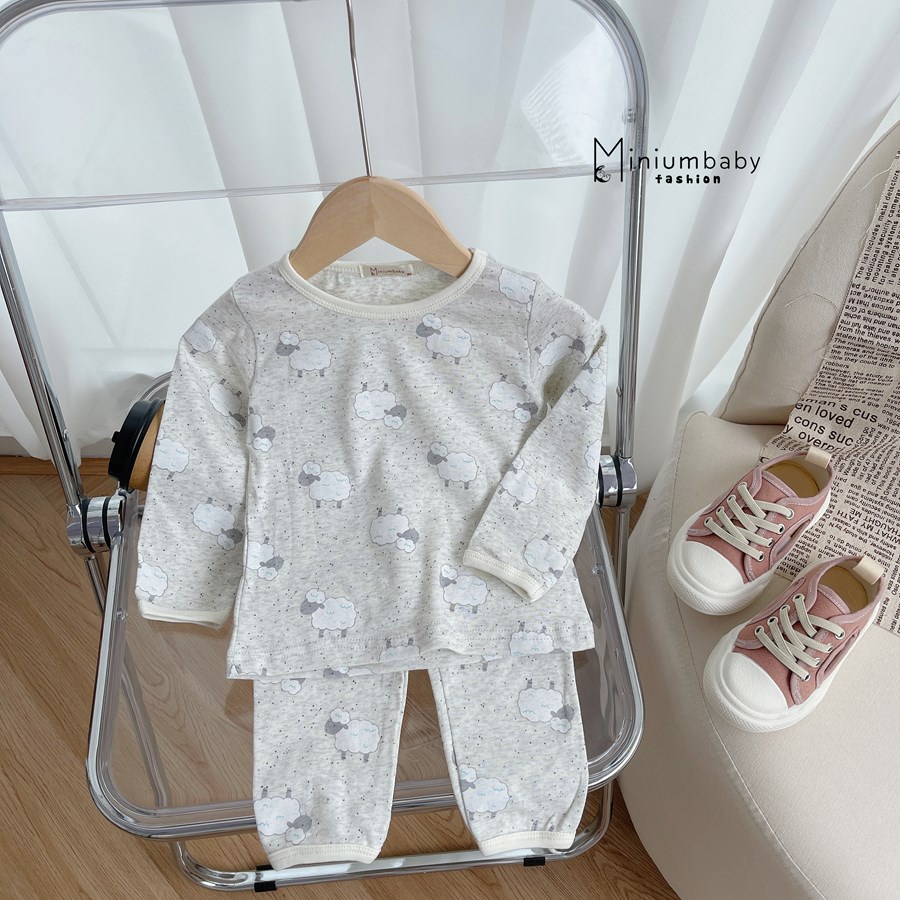Bộ đồ dài tay quần dài thu đông cho bé trai/gái chất liệu 100% cotton thun lạnh quần áo trẻ em MiniumBaby-SB1261.