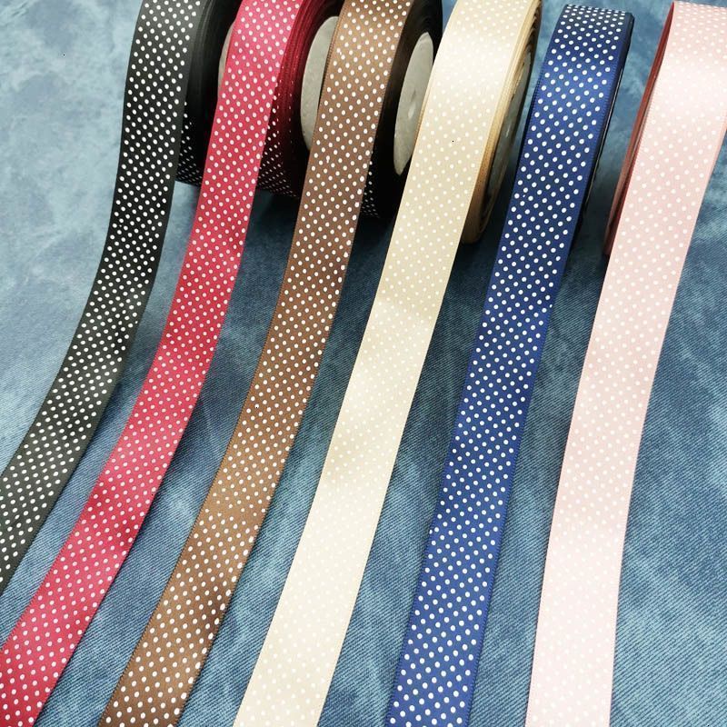 Cuộn ruy băng satin 25 yards 25mm hoạt hình in chấm bi trang trí gói quà