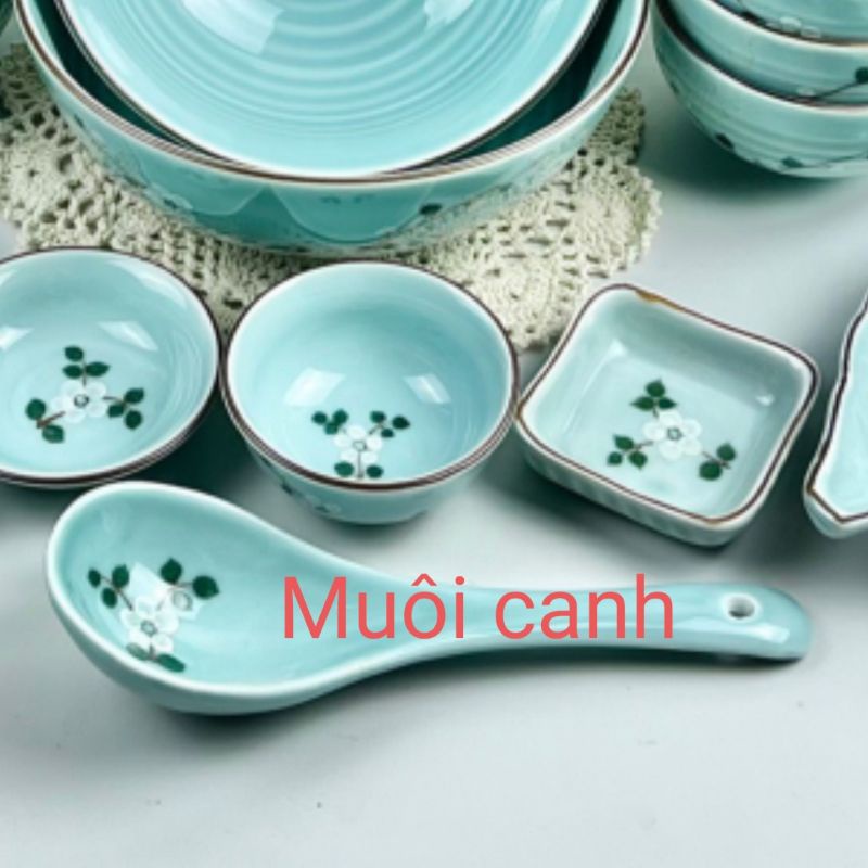 Bán lẻ bộ bát đĩa men xanh.Hàng sứ Bát Tràng.