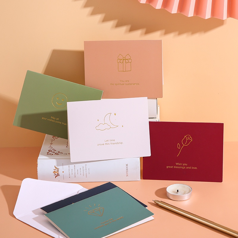 Thiệp mời mini màu đồng kèm phong thư sinh nhật