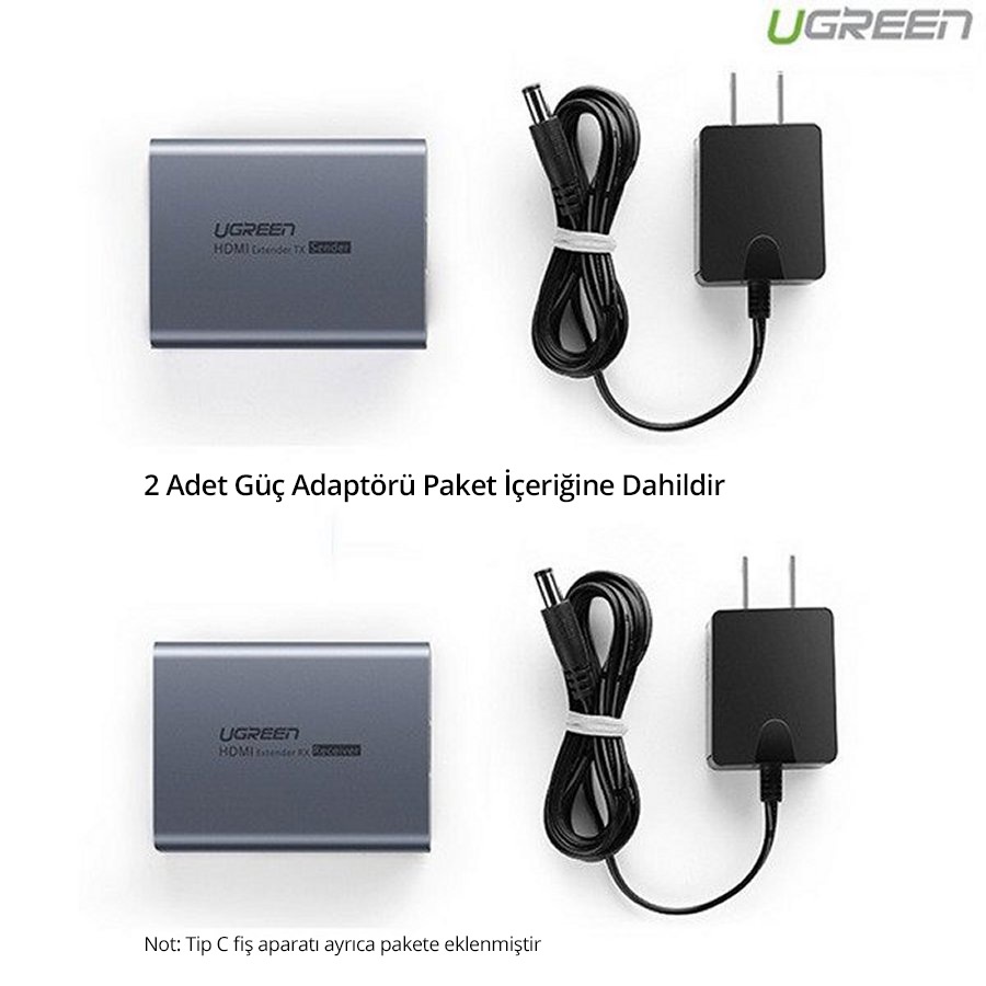 Bộ kéo dài VGA qua dây mạng Cat5/Cat6 100 -140 met + Audio 3.5mm Ugreen 60533 Chính Hãng CM250