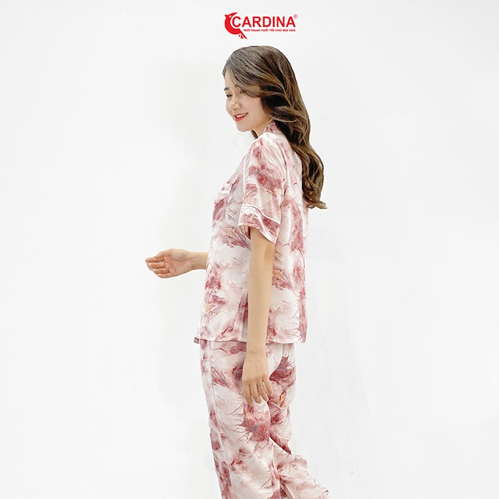 Đồ Bộ Pijama Nữ 𝐂𝐀𝐑𝐃𝐈𝐍𝐀 Cộc Tay Quần Culottes Chất Lụa Nhật Cao Cấp Họa Tiết Nhẹ Nhàng, Trẻ Trung 1Pi14