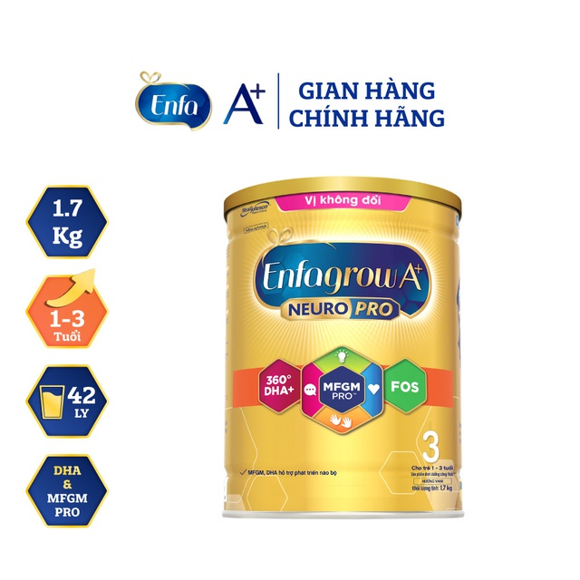 Sữa bột Enfagrow A+ Neuropro 3 - DHA &amp; MFGM vị không đổi – 1.7kg